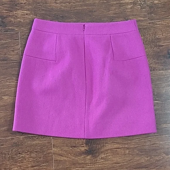 J. Crew Bright Pink Mini Skirt - Tailored A-Line Wool Size 6 - Picture 5 of 6